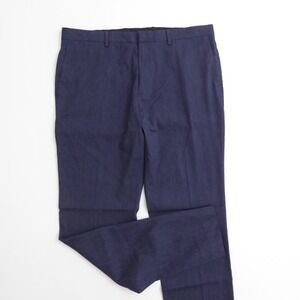 Theory Mens Jake W City Linen Pants Navy Blue N053209R 36